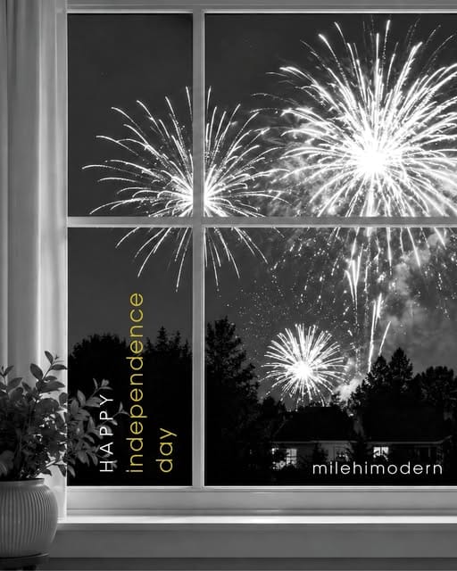 Fourth of July fireworks from a window